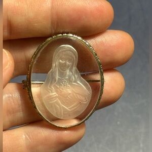 Unique Vintage Silver and Cream Brooch